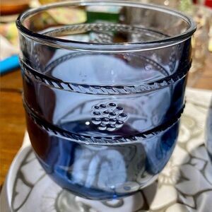Juliska Blue Acrylic Wine-Water Glasses.  NWOT.  Use indoor or outdoor.